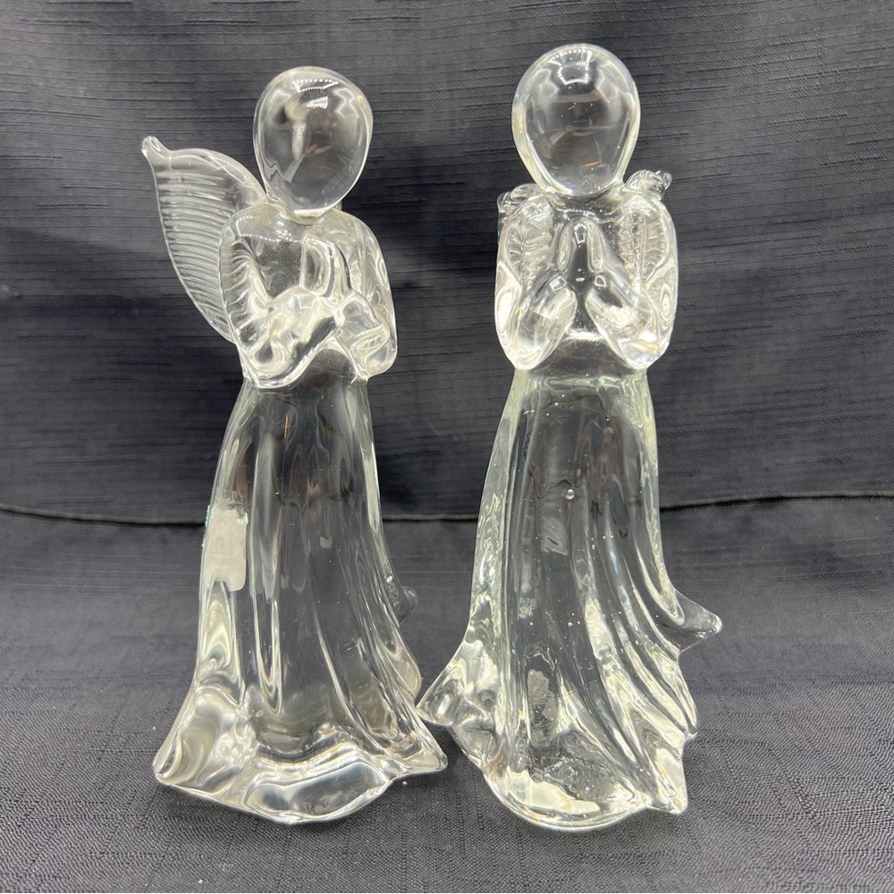 Crystal glass Angels (2).  Clear glass.  Praying angels